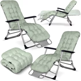   Șezlong pliabil de grădină Sofotel ChillWell cu pernă, set de 2, verde deschis
