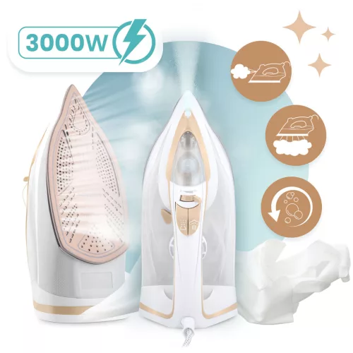 Fier de călcat cu abur Berdsen BD-330, 3000 W, înveliș ceramic, funcționare verticală