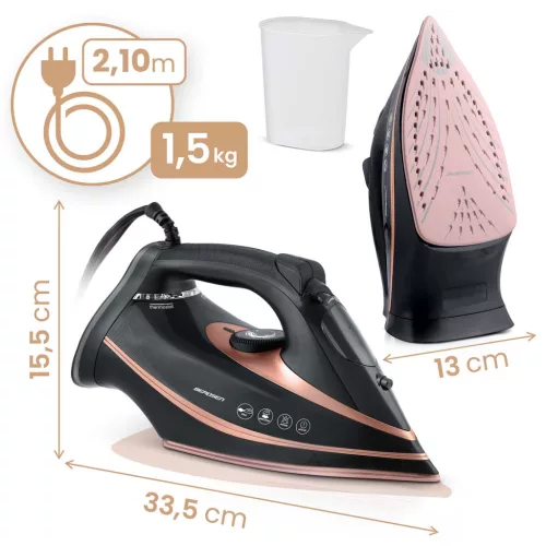 Fier de călcat cu abur Berdsen BD-332, 3000 W, înveliș ceramic, funcționare verticală