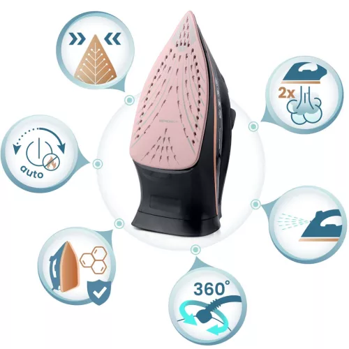 Fier de călcat cu abur Berdsen BD-332, 3000 W, înveliș ceramic, funcționare verticală