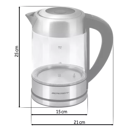 Fierbător electric din sticlă cu control al temperaturii 1,7 l 2200 W Berdsen BD-714