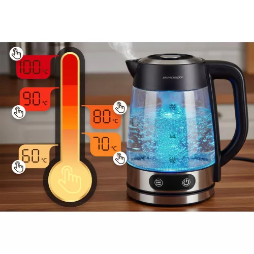 Fierbător electric din sticlă cu control al temperaturii 1,8 l 2200 W Berdsen BD-715