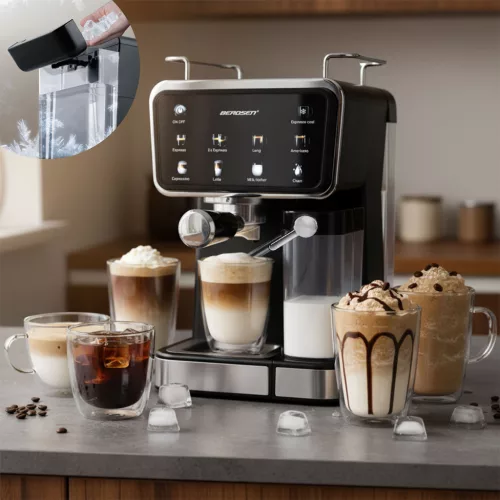 Aparat de cafea Berdsen BD-773 negru cu spumă de lapte de 20 bari
