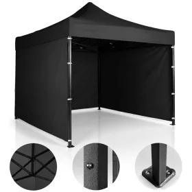 Pavilion de grădină cu 3 pereți, 3 x 3 m, negru, Plonos