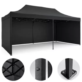 Pavilion de grădină cu 3 pereți, 3 x 6 m, negru, Plonos