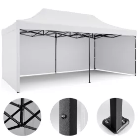 Pavilion de grădină cu 3 pereți, 3 x 6 m, alb, Plonos