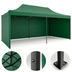 Pavilion de grădină cu 3 pereți, 3 x 6 m, verde, Plonos