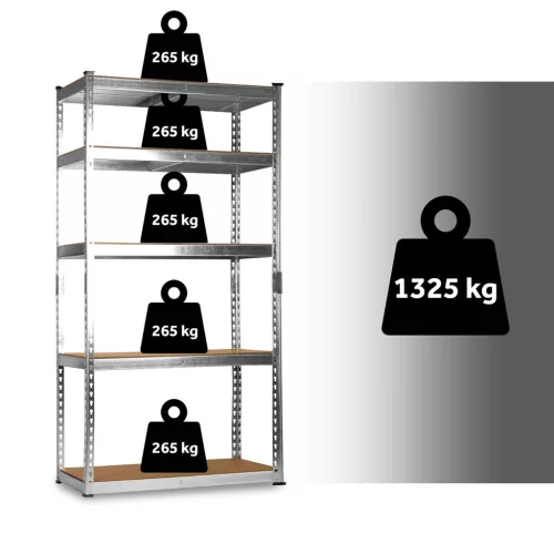 Raft metalic de depozitare 183 x 90 x 40 cm Humberg HR-853 argintiu