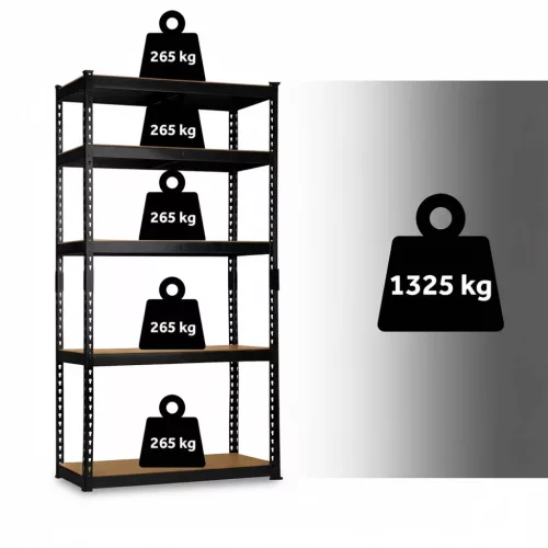 Raft metalic de depozitare 183 x 90 x 40 cm Humberg HR-853 negru