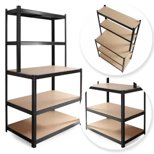 Banc de lucru cu raft metalic 180 x 100 x 60 cm Humberg HR-855 negru