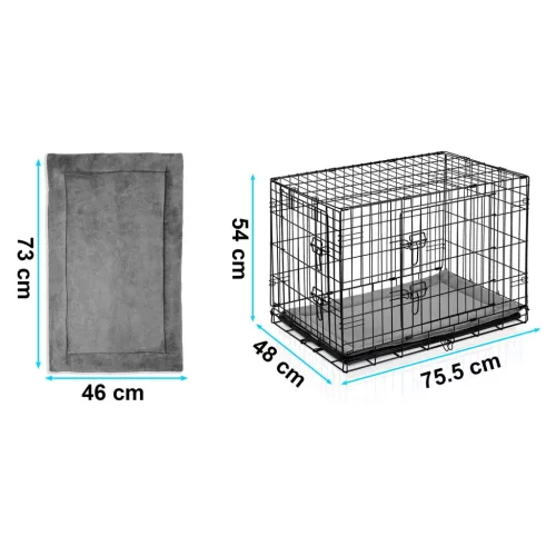 Cușcă metalică pentru câini + pat 75 x 45 x 54 cm PH-200
