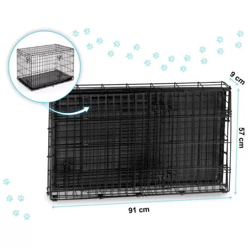 Cușcă metalică pentru câini + pat 91 x 57 x 62 cm PH-201