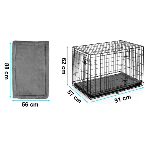 Cușcă metalică pentru câini + pat 91 x 57 x 62 cm PH-201