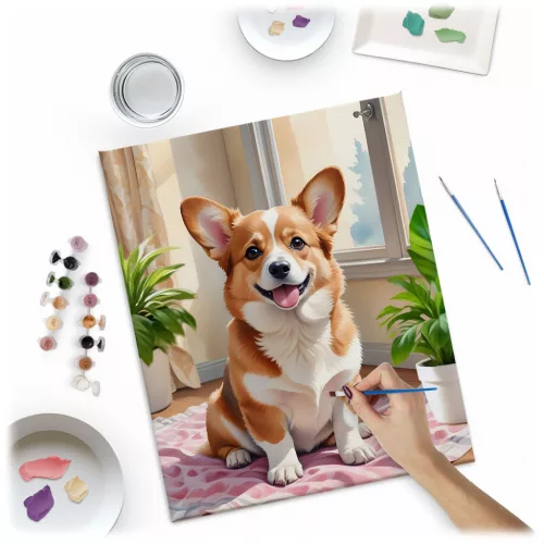 Pictură pe număr 40x50 cm Massido Câine Corgi