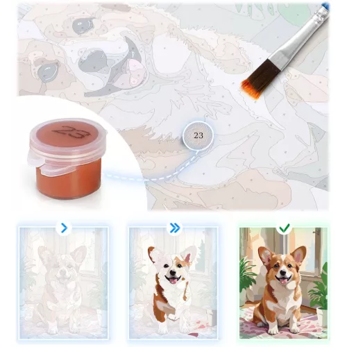 Pictură pe număr 40x50 cm Massido Câine Corgi