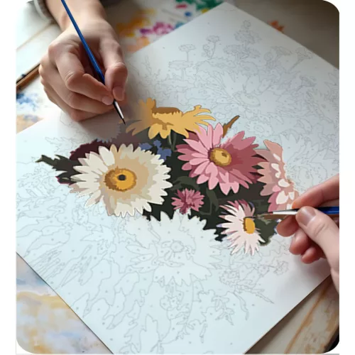 Tablou pentru pictură după numere 40x50 cm Flori Massido