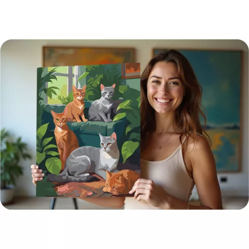 Pictură pe numere 40x50 cm Pisici Massido