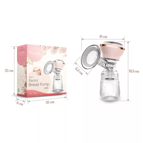 Pompă electrică de sân, 3 faze, 180 ml, fără BPA, încărcare USB-C - Nukido NK-960