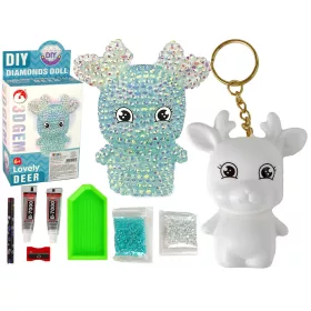 Kit breloc 3D cu cristale DIY, reni și diamant, albastru