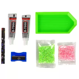   Breloc 3D cu paiete de cristal, model ren verde, kit creativ de diamant DIY