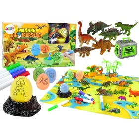   Kit creativ DIY cu dinozauri și ouă pentru vopsea de transport