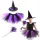 Costum de vrăjitoare, pălărie, fustă, mătură, costum violet și negru
