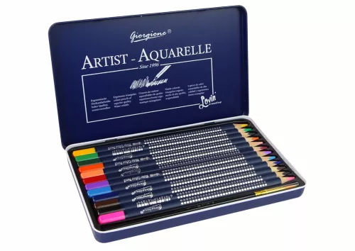 Set de 12 recipiente metalice pentru creioane acuarelă