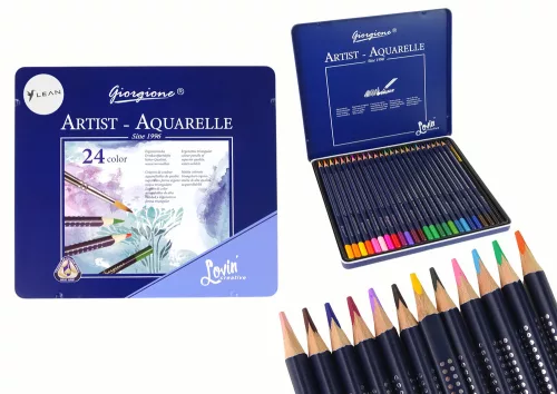 Set de 24 de recipiente metalice pentru creioane acuarelă
