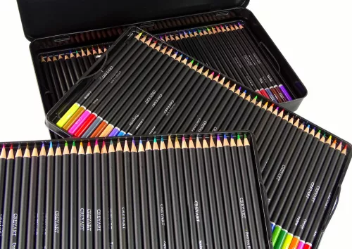 Set de 120 de recipiente metalice pentru creioane de artă