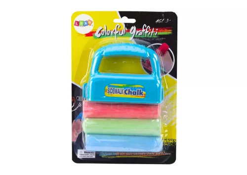 Set cretă cu mâner Cretă groasă pentru trotuar, albastră, 3 buc.