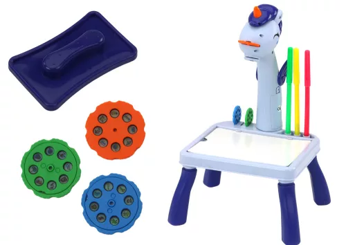 Mini proiector Tetris masă 2 în 1 unicorn albastru