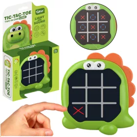   Joc electronic 3 în 1 Tic Tac Toe cu memorie, dinozaur verde