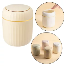   Coș de gunoi mini cu capac deschizător, universal, elegant, bej