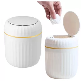   Coș de gunoi mini cu capac deschizător, universal, elegant, alb