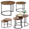 Set de masă de cafea rotundă 2 în 1, lemn natural vintage, 70x50cm, 45x44cm