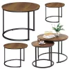 Set masă de cafea rotundă 3 în 1, lemn natural vintage, 51 cm, 40 cm, 30 cm