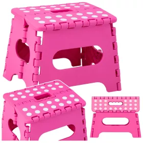   Scaun pliant, suport pentru picioare, trepte, antiderapant, roz, 24 x 19 cm