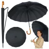 Umbrelă automată mare cu protecție pentru braț, 24 de nervuri, neagră, 115 cm