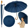 Umbrelă automată mare cu protecție pentru umeri, 24 de nervuri, albastru închis, 115 cm