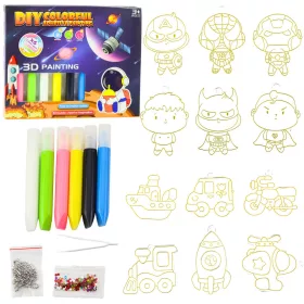   Kit de pictură spațială 3D DIY, 6 pandantive cu vopsea, 12 buc.