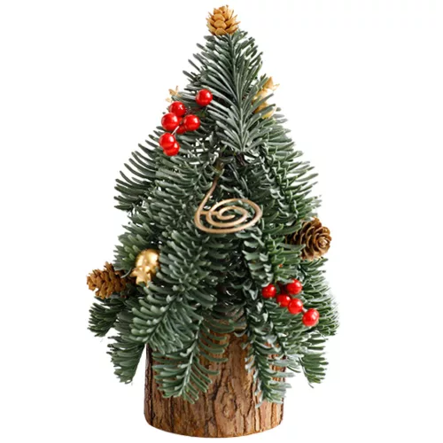 Brad de Crăciun decorativ pe trunchi, conuri de sorbu roșu, 26 x 12 cm