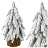 Brad de Crăciun artificial decorativ pe un trunchi acoperit de zăpadă 20 x 9 cm