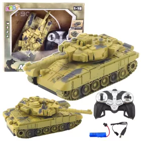   Tanc militar T90 cu telecomandă, lumini, sunete, nisip, 1:18