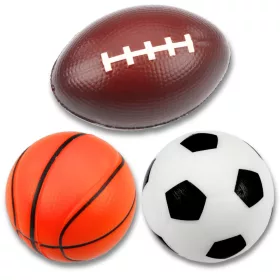 Set de 3 mingi de spumă fotbal baschet rugby 10cm