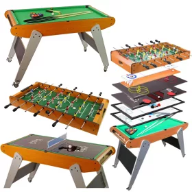   Masă de joc mobilă 8 în 1 pentru fotbal de masă, biliard, bowling, hochei pe gheață, ping-pong, curling